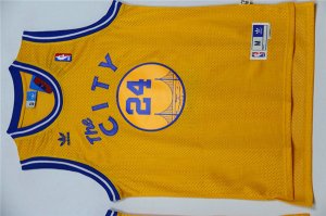 Maillot De Basket Golden State Warriors Brent Barry 24 Engrener City Jaune